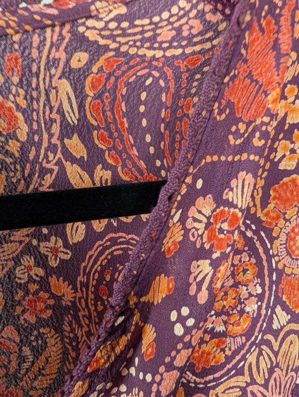 A-202 Angie Purple Paisley Floral Smocked Peplum Blouse NWT Large - Picture 7 of 12